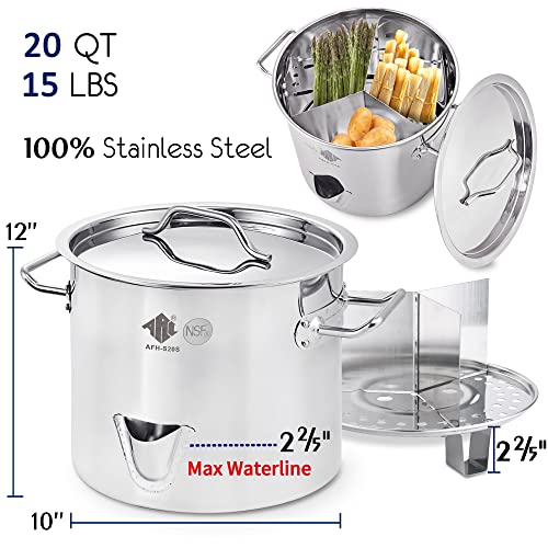 20QT Stainless Steel Tamale Steamer Pot with Easy-fill Water Spout - 5 Gallon
