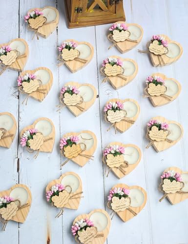 Pink Wooden Candle Holders Set of 50 Baby Shower Favors for Guests - Baptism & Return Gifts