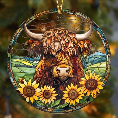 Highland Cow Decor Gifts Stocking Stuffers Highland Cow Ornament Christmas Tree Decorations Ornaments for Living Room Bathroom Decor Bedroom Field Birthday