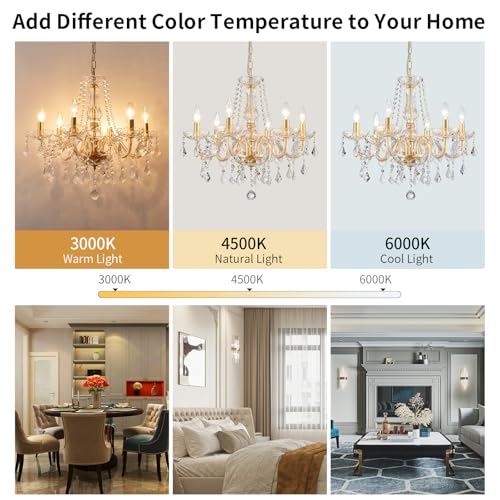 Gold 27" High 22" Wide Crystal Chandelier Light Fixture - Modern 6-Light Pendant