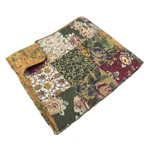 Antique Chic Quilted Patchwork Throw - 50 x 60 Inches Multicolor