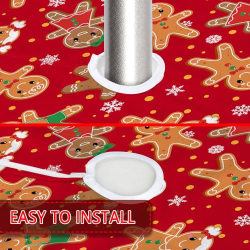 Christmas Gingerbread Outdoor Tablecloth with Umbrella Hole Zipper
