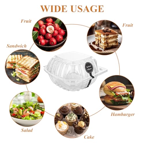 200 Pack Clear Hinged Take Out Food Containers 6x6x3.15 Inch with Tags