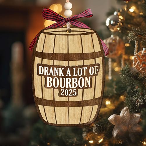 PORSWISH Bourbon Christmas Ornament - Whiskey Wooden Holiday Decor for Men & Women