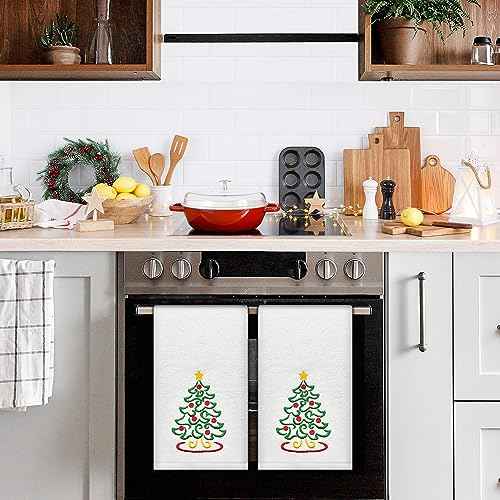 Hexagram Christmas Hand Towels for Bathroom, Embroidered Christmas Bath Towels, Cotton Soft Hand Towel, Xmas Decor for Bathroom