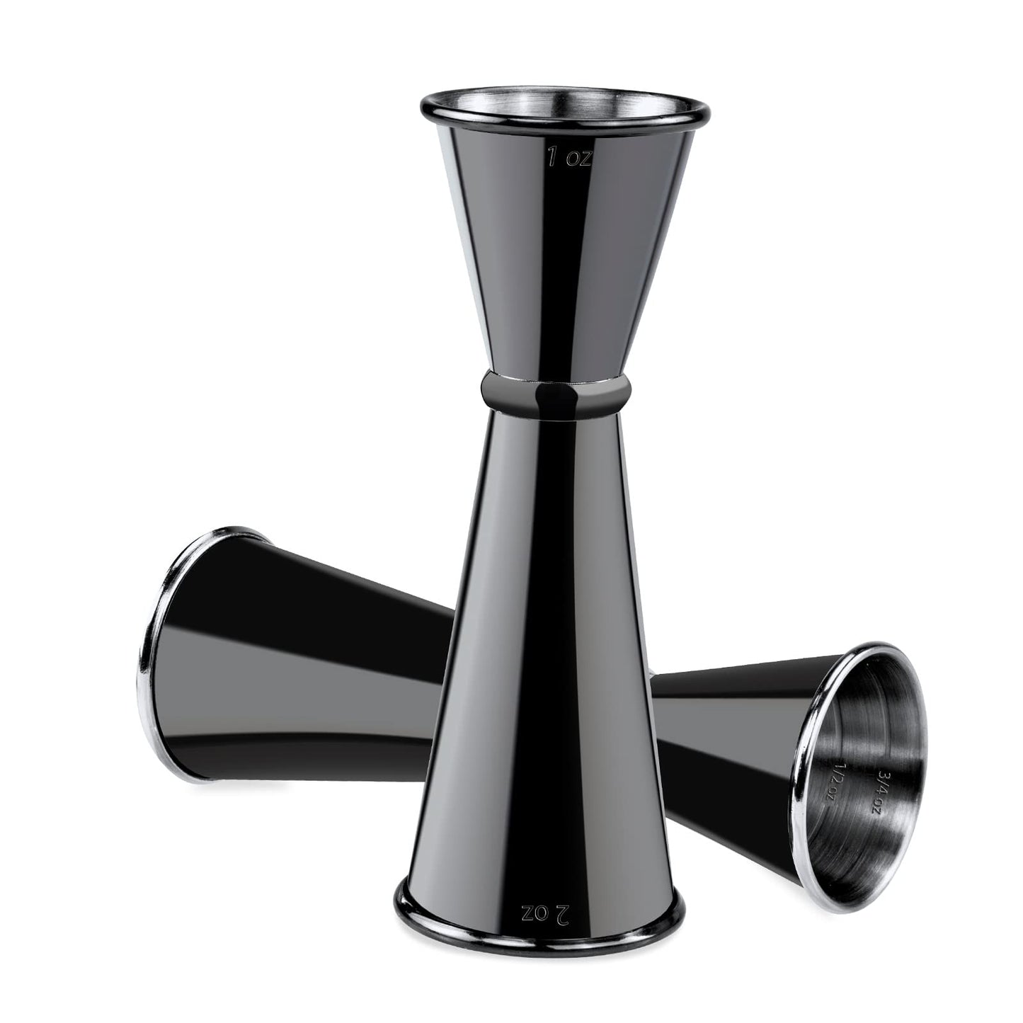Jigger for Bartending, Briout Double Cocktail Jigger Japanese Premium 304 Food Grade Stainless Steel Jigger 2 OZ 1 OZ with Measurements Inside, Black