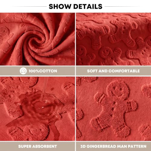 Artoid Mode 4 Pcs Red 13.7 x 29.5 in 100% Cotton 3D Jacquard Hand Towels