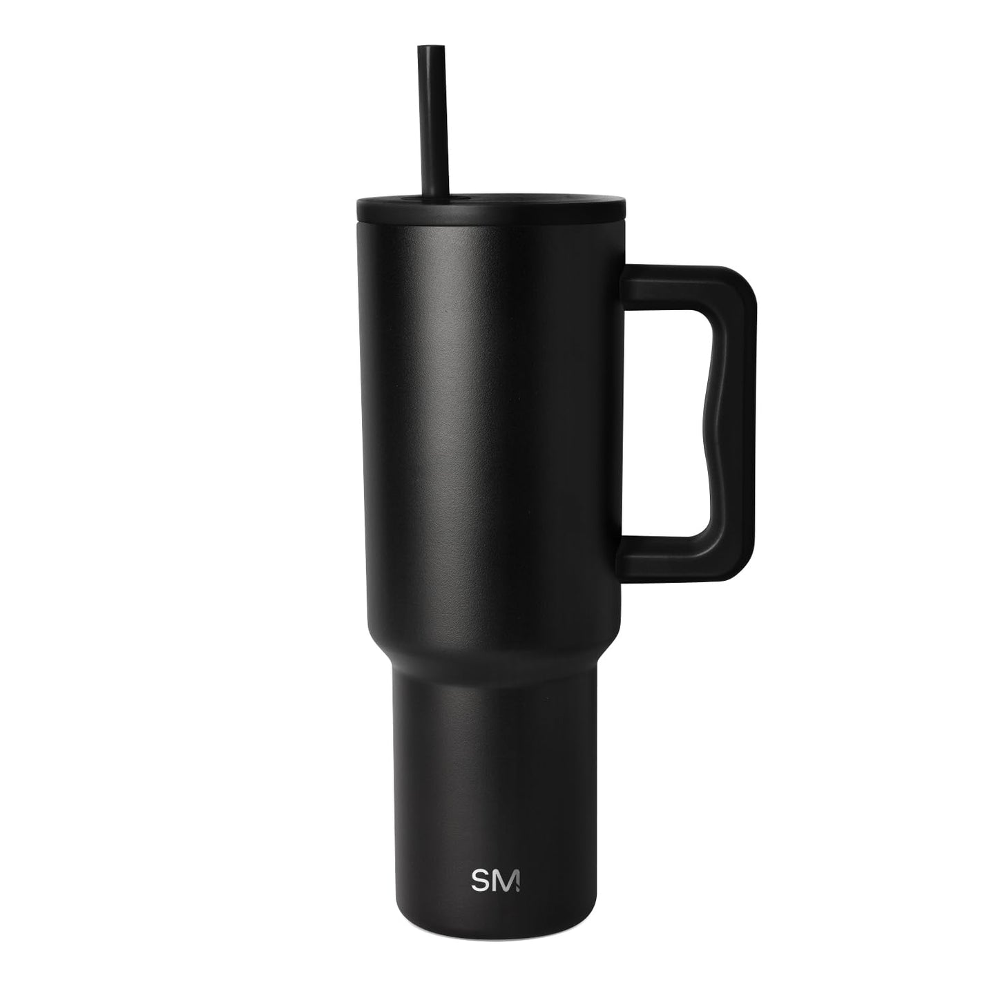 Simple Modern 40 oz Trek Tumbler with Handle and Straw Lid | Cup Holder Friendly Insulated Stainless Steel Travel Mug | Midnight Black