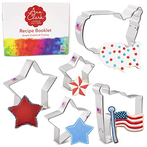 Ann Clark 4th of July Patriotic Cookie Cutter Set - Made in USA, 5 Pieces