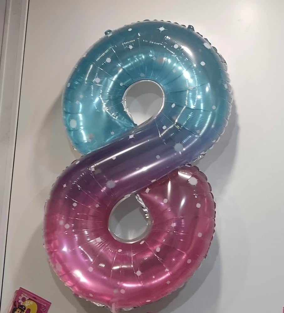 Starry Sky 8 Balloon, Number Balloons 40 Inch, 8th Birthday Decorations for Girls, Birthday Balloons, Starry Sky Party Supplies, Number 8 Balloon
