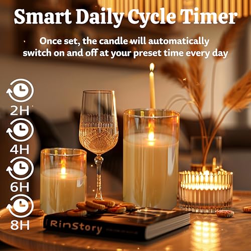 Amber Rechargeable Flameless Candles with Remote, 200 Hours, Set of 3