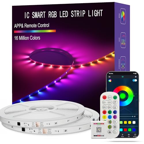 ATHONO 100FT RGB IC LED Strip Lights for Bedroom & Home Decor, App & Music Control