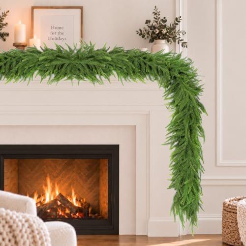 Lreoxa 2 Pack 9FT Artificial Norfolk Pine Garland - Lush Realistic Holiday Decor
