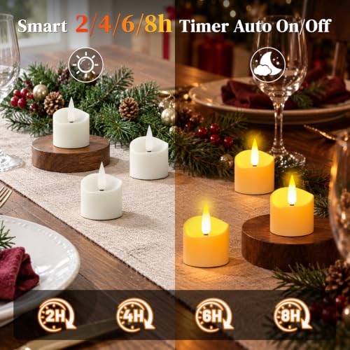 12Pcs Rechargeable Tealights with Remote & 24H Cycle Timer – YiaMia 12 Pack