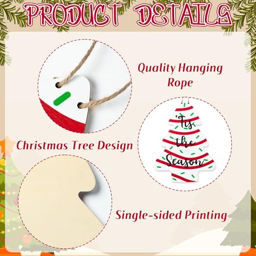 Christmas Tree Wooden Door Sign - Festive Holiday Wall Plaque with Hanging Rope