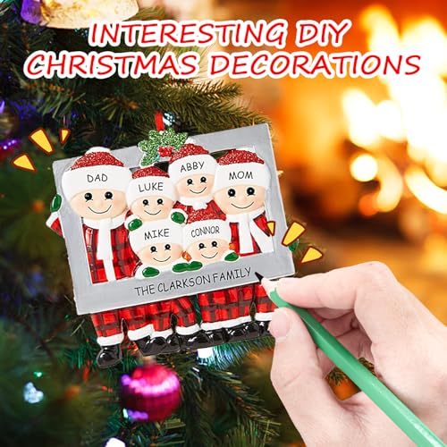 Personalized Christmas Ornament 2025, Christmas Tree Ornament, Frame Personalized Happy Family Made of Ceramic, Christmas DIY Name Hanging Pendant, Cute Tree Decorations (Family of 4)