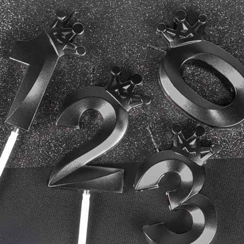 Black Birthday Candles Number 13 Candle, Happy 13th Birthday Cake Topper, 3D Crown Number Candle Birthday Candle, 13 Candle Birthday Boys Girls, Birthday Decorations Black, Black Cake Topper D?cor