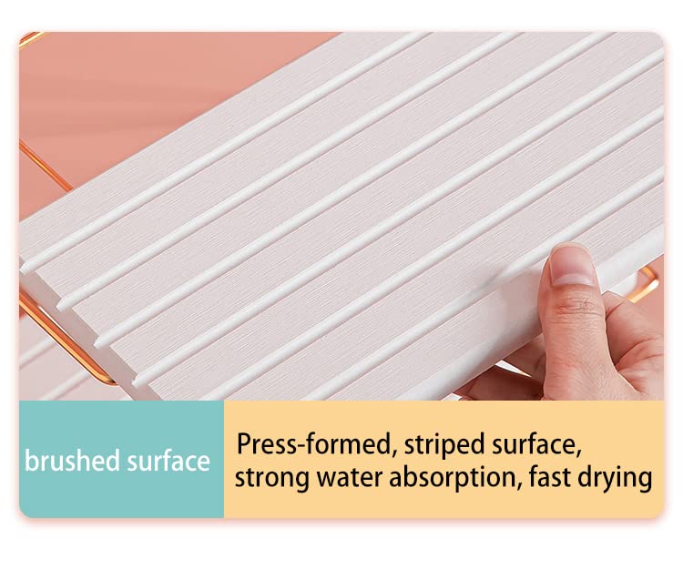 NiuYichee 2 PCS Water Absorbent diatomite Coasters, 9.5" x 5.5" Water Absorbing Stone Tray for Sink, Stone Drying mat for Kitchen Counter, Stone soap Tray Used for Hand Soaps & toiletries & Plants