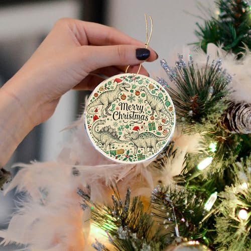 ROCI Dinosaur Christmas Ornaments - T-Rex Acrylic Holiday Decorations, Funny Gag Gift