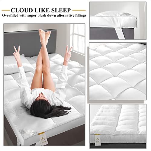California King Mattress Topper 1400 GSM Extra Thick Cooling Pillow Top - Milky White, 2 Inch