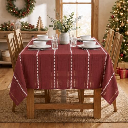 Horaldaily Red 60x120 Inch Rectangular Tablecloth - 100% Polyester, Holiday Home Decor