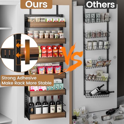 6-Tier Over-The-Door Pantry Organizer Black - Adjustable Spice & Storage Rack
