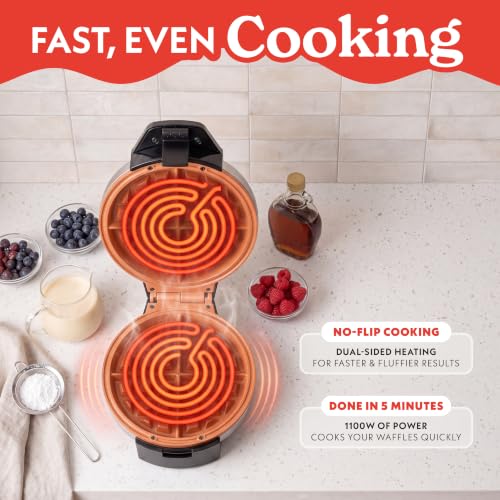 Gourmia Belgian Waffle Maker with Nonstick Ceramic Plates, Deep Pockets, Adjustable Browning