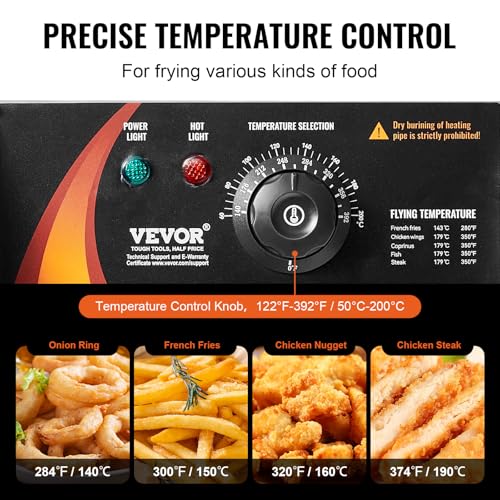 VEVOR Commercial Double Deep Fryer 2x9.1 Qt Electric Countertop with Temp Control