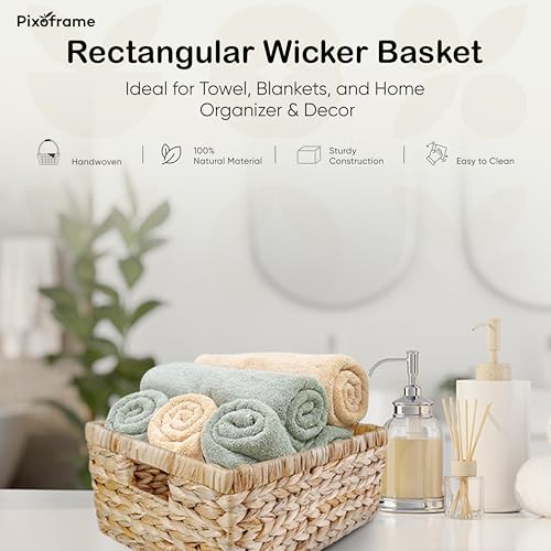 Large Handwoven Water Hyacinth Storage Basket with Handles - 16.5 Inch Diameter - Brown (Variation D5x13Wx7.5H)