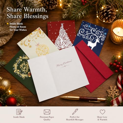40-Pack 4x6 Christmas Cards with Gold & Silver Foil & Envelopes