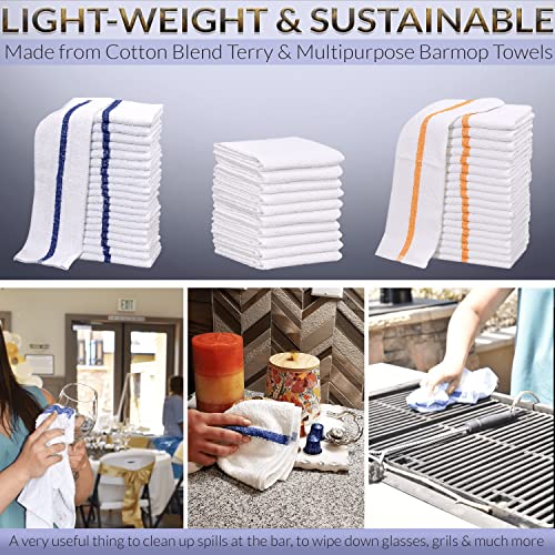 Blue Stripe Cotton Blend Restaurant & Bar Mops - 60 Pack, 28oz