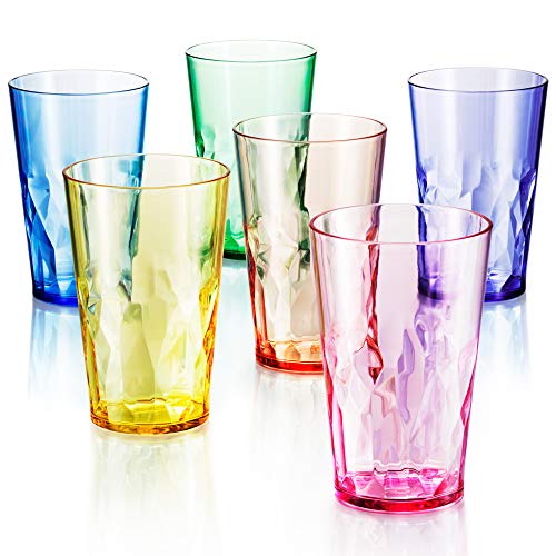 Set of 6 Unbreakable Acrylic Drinking Glasses - 19oz Stackable Water Cups