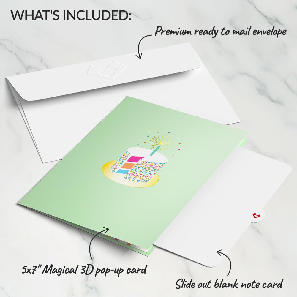Lovepop Happy Birthday Pop-Up Card for Her, Him, Girls, Boys - 3D Greeting Cards - Sprinkles Cake - 5" x 7" - Blank Notecard & Envelope Included