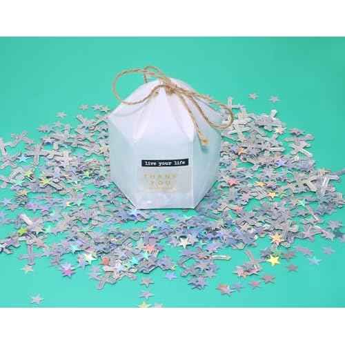 ONLYKXY 1050Pcs Star and Cross Table Confetti Decor Glitter Scatter Bless Confetti Decoration for Easter Spring Bride Shower Birthday Wedding Foil Theme Thanks Giving Party Valentine's Day (Silver)