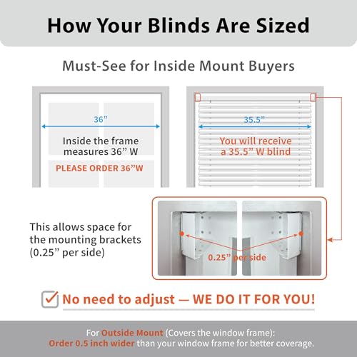 Cordless Faux Wood Window Blinds - 72x48 White, Child & Pet Safe