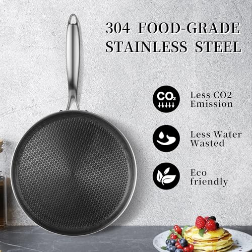 Innerwell 12 Inch Stainless Steel Nonstick Crepe Pan - Multi-Use Skillet