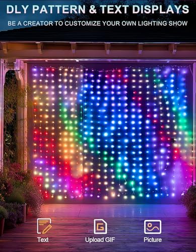 Smart DIY Color Changing Curtain Lights 400LED 6.6ft x 6.6ft Halloween Xmas Indoor Outdoor
