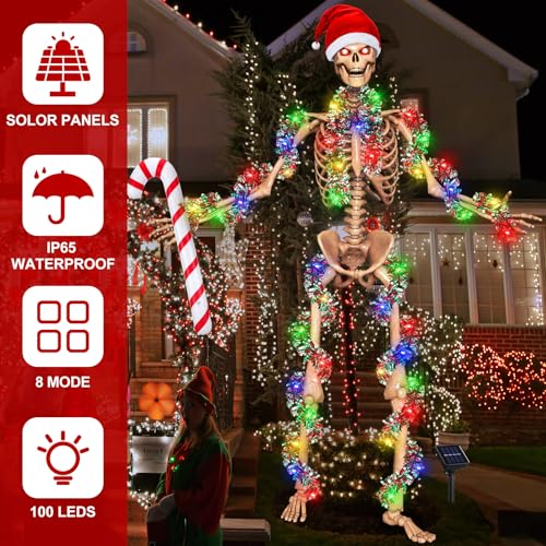 Cozypower 12 ft Skeleton Christmas Outfit Accessories Set - Classic Red
