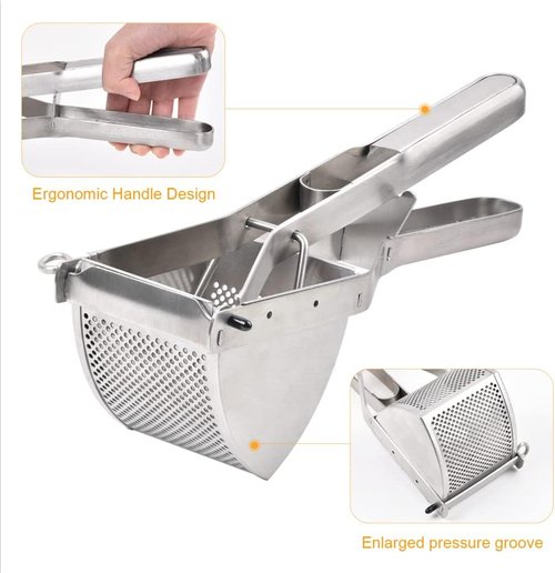 CUGLB Stainless Steel Potato Ricer - Professional Kitchen Tool for Creamy Mashed Vegetables