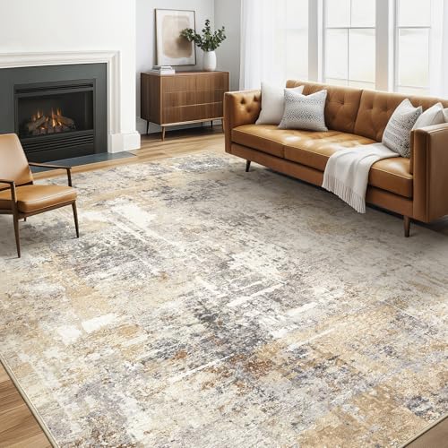 LOONGRUG Area Rug 5x7 Washable Neutral Modern Abstract Living Room