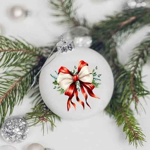 53 Pieces Christmas Decorative Bows Stickers for Crafts Scrapbooking Bottle Cup Waterproof Christmas Decals for Ornament Xmas Ball Window Stickers