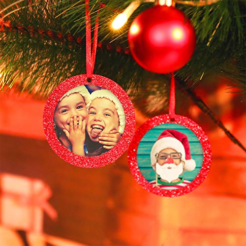 Christmas Photo Frame Ornaments - Set of 20 Glitter Felt Holiday Decorations