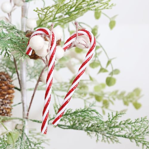 DAHI 22pcs Christmas Candy Cane Ornaments Set Glitter Plastic Tree
