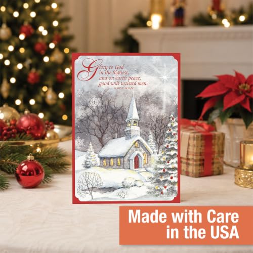 Religious Christmas Greeting Cards Snowy Church Scene Set of 18