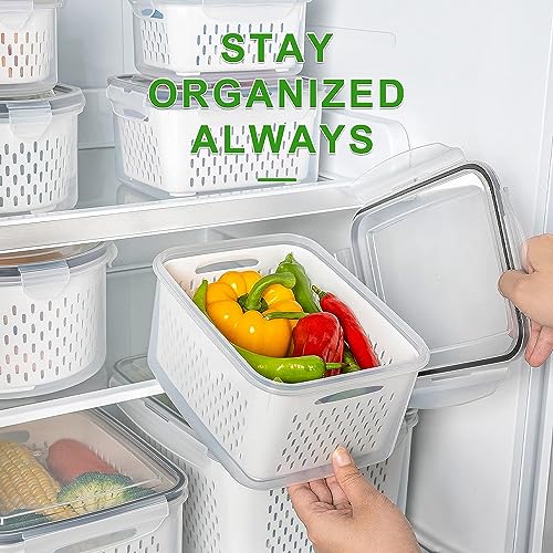 Small Fruit Storage Containers with Removable Colanders — 8 Pack