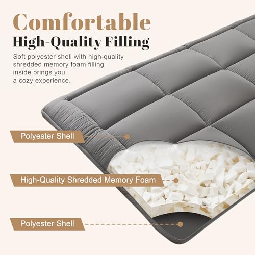 WhatsBedding Japanese Floor Mattress Futon 3" Grey Tatami Mat