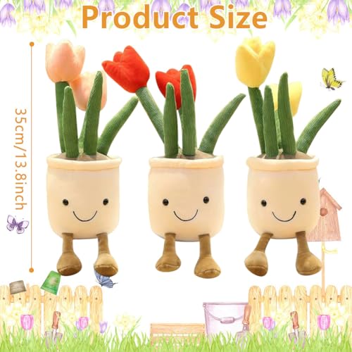 LYFJMUS 3 Pcs Soft Succulents Plush Toy Soft Tulip Plush Toys Simulation Succulents Tulip Throw Pillow Gift for Kids (Tulip)