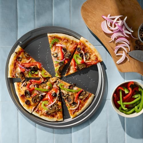 GoodCook Everyday Personal Pizza Pans 10-Inch Nonstick Scratch-Resistant Steel, Set of 2, Gray