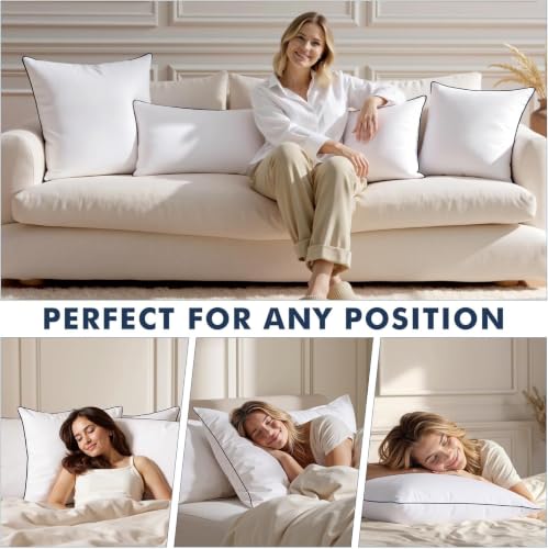 MIULEE 20x20 Inch Goose Feather Down Pillow Inserts Set of 2 - Soft Fluffy Decorative Cushions with Double Down-Proof Cover
