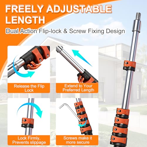 TONYINGO 5-24FT Telescoping Duster Kit with Extension Pole & Multi-Tool Set for High Ceilings